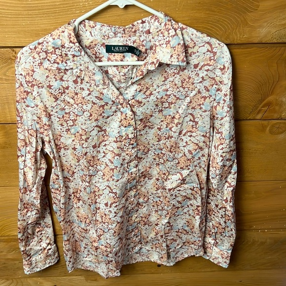 Lauren Ralph Lauren women’s PL Floral Pink Button Up Shirt‎ top business casual - Picture 1 of 8